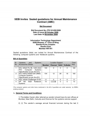 SEBI Invites Sealed quotations for Annual Maintenance Contract (AMC)