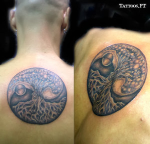 Yin Yang Back Tree Of Life Tattoos Quote Trees Pictures picture