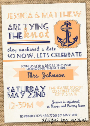 Anchor Tying the Knot Vintage PosterStyle Bridal Shower You Pick the ...