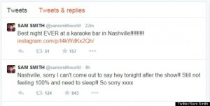 Sam Smith Pulls A Sickie On Fans After Nashville Gig... Before ...