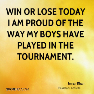 Win or lose today I am proud of the way my boys have played in the ...