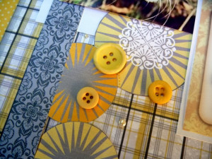 accented the circles I cut from patterned paper with buttons and ...