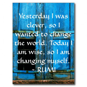 Inspirational RUMI quote about changing yourself Postcard