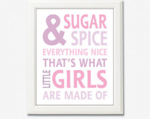 ... art, baby girl wall art, sugar and spice everything nice, pink, purple