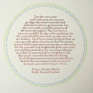 ... and nurtured over generations .....Rabbi Harold Kushner