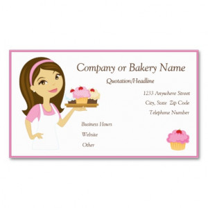 Brunette/Pink Cupcake Baker/Bakery 2 Business Card