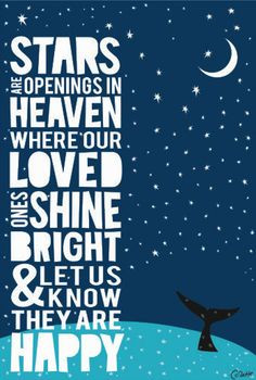Stars are openings in heaven where our loved ones shine bright and let ...