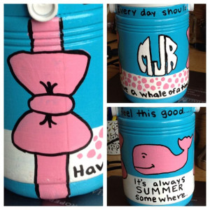 ... cooler jug - whale, polka dot, Lilly Pulitzer, quote, bows, monogram