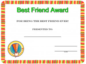 Friendship Day Best Friend Award Certificate To Print