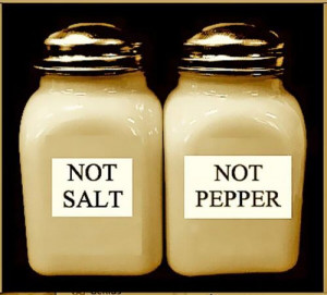 Reverse psychology -- Salt and pepper shakers