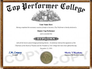 top performer diploma
