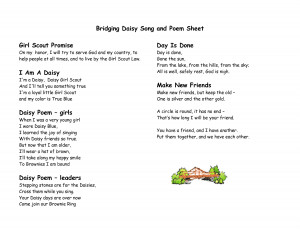 Girl Scout BROWNIES Meeting Template | Bridging Brownie Song and Poem ...