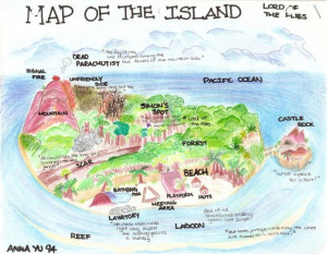 Map of The Island- Lord of The Flies; beach, book, english, Island ...