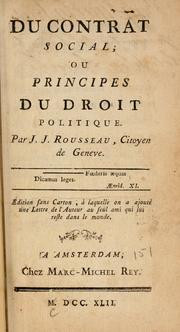 Jean Jacques Rousseau Social Contract Cover of: du contract social,