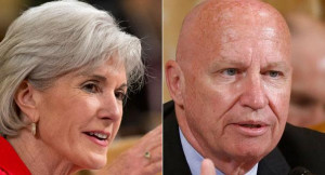 Kathleen Sebelius and Rep. Kevin Brady are shown. | AP Photos