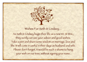 Wedding Wish Tree Tags / Advice Cards Instruction Sign - Elegant Tree ...