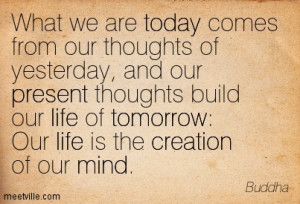 from our thoughts of yesterday, and our present thoughts build our ...