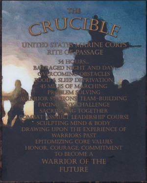 Plaque you receive for becoming a Marine; Completing the Crucible.