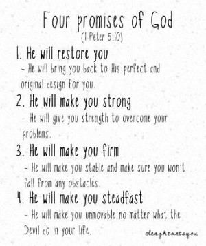 Four Promises of God. 1. He will restore you. 2. He will make you ...