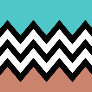 coral and teal chevron pattern