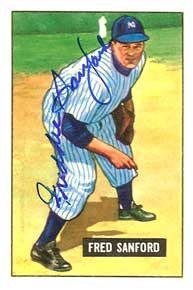 Fred Sanford Autograph on a 1951 Bowman Reprint (#145)