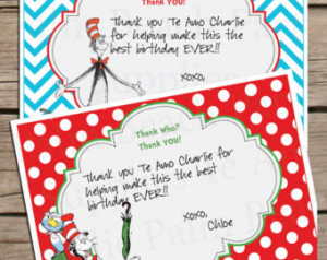 Printable Dr Seuss Cat in the Hat Thank You Cards - Dr Seuss Thank You ...