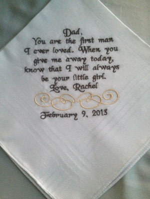 Father of the bride handkerchief . $20.00, via Etsy.