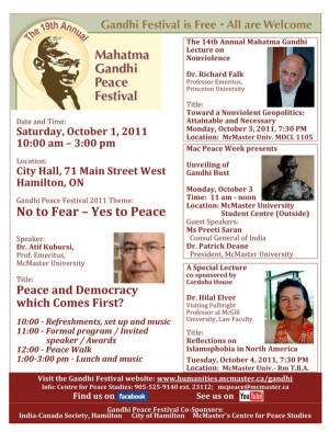 The Nineteenth Annual Gandhi Peace Festival, Canada
