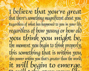 The Secret - I Believe that you' ;re Great - 5x7 Greeting Card - Word ...
