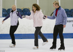 Competitor: Nadia Sawalha was held by Torvill and Dean as she made her ...