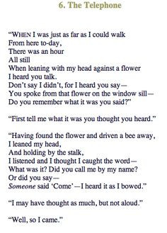 The Telephone - Robert Frost Flower represents a telephone between the ...