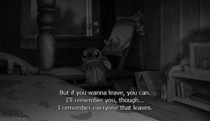 art lilo and stitch cute quote Black and White disney text sad quotes ...