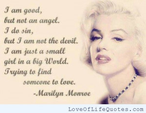 Marilyn Monroe quote on trying to find someone to love