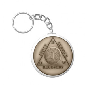 Year Sobriety Medallion AA Coin Keychain