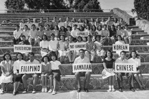 Hawaii students sit together to show the ethnic differences of Hawaii ...