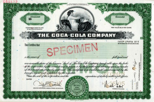 Coca Cola Company Specimen Stock Certificate