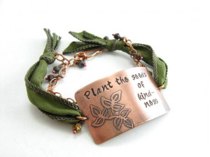 Inspirational Copper Silk Bracelet Plant the Seeds of Kindness Earthy ...