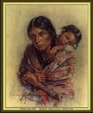 Woman And Child Blackfoot Indians Cluny Alberta Nicholas