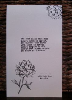 Poem Typed Poem With Hand Stamped Design - Gift for Mother - Mother ...