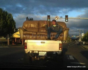 Funny pickup truck furniture transporting