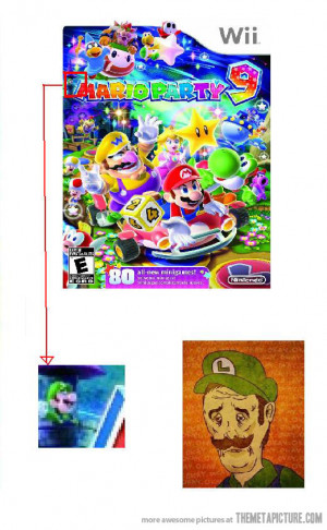 Funny photos funny Luigi Mario Party game cover