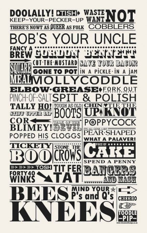 Vintage British sayings tea towel by sideshow design ...