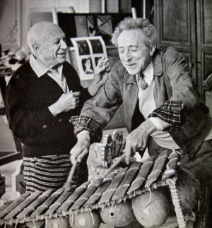 ... Plays, Picasso African, France 1956, Cannes France, African Marimba