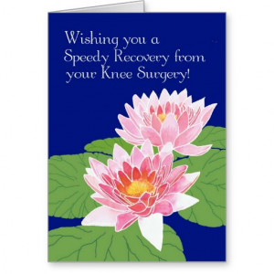 Pink Water Lilies Get Well from Knee Surgery Card