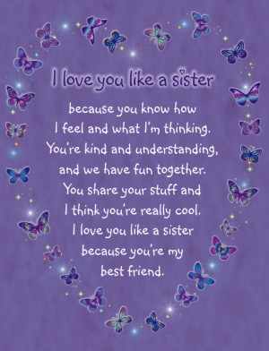 Friendship Gift Card – I Love You Like A Sister (Kids)