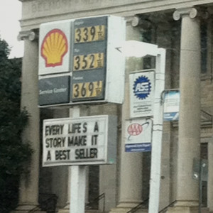Gas station billboard in Nashville.