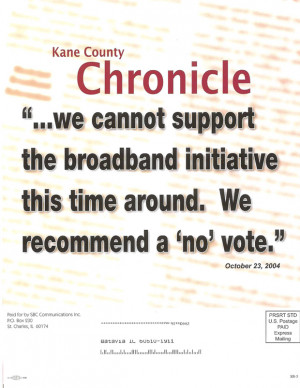 Brochure using a quote from the Kane County Chronicle to build ...