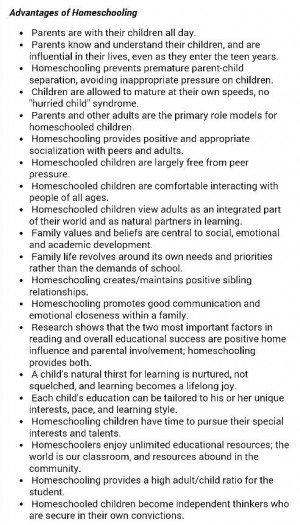 Benefits of home education