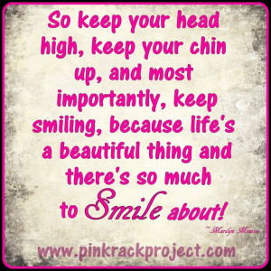 ... keep your chin up & don't stop smiling! #pink #smile: Quotes, Pink