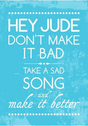 Beatles Song Music HEY JUDE Poster Art print illustrated with ...